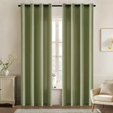 1 x RAW Customer Returns MIULEE voile curtains with eyelets curtains semi-transparent blinds curtain transparent eyelet curtain living room loop curtain set of 2 140 x 225 cm bean green - RRP €30.24