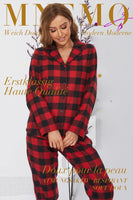 1 x RAW Customer Returns Mnemo Home Women s Pajamas Long Flannel Pyjamas Women 100 Cotton Flannel Red and Black Grid, XL  - RRP €33.6