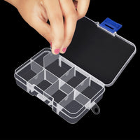 1 x RAW Customer Returns Belle Vous Set of 10 8 Compartments Clear Plastic Sorting Boxes for Small Parts with Adjustable Dividers - 10.5 x 6.5 cm - Box for Sewing Accessories, Screws, Perler Beads, Beads Jewellery - RRP €13.99