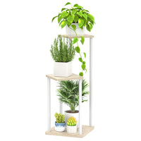 1 x RAW Customer Returns LyTaispuly 3 Tier Metal Plant Stand Indoor, Wooden Tiered Corner Plant Stand Pot Holder, Modern Flower Shelf Display Rack for Living Room Bedroom Outdoor Balcony Garden Patio, White - RRP €35.99