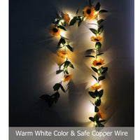 1 x RAW Customer Returns Fielegen Pack of 2 Artificial Sunflower Garland Fairy Lights, 4.5 m 60 LED Silk Sunflower Tendrils Battery Operated Fairy Lights for Indoor Bedroom Holiday Wedding Party Garden Decoration - RRP €18.25