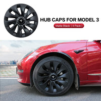 1 x Brand New ThinsGo Tesla Model 3 Hub Caps 18-Inch 4 Hub Caps 8 Stickers for Wheel Centers Replacement ABS Matt Black 2021 2022 2023 Accessories - RRP €109.09