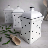 2 x Brand New City to Cottage - Ceramic kitchen container 900 ml Set of 3 White and black Polka dots Handmade Container with lid Ceramic cookie jar - RRP €40.8