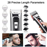 2 x RAW Customer Returns Hair clipper for men, 11-in-1 professional hair clipper, long hair trimmer for battery and mains operation, beard trimmer, hair trimmer with ceramic titanium blades, 28 lengths and 7 attachments - RRP €68.54