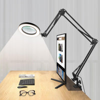 1 x RAW Customer Returns LED magnifying lamps, 3-arm magnifying glass with light, 8x magnifying lamp with clamp, movable arms, 3 color modes, 900 lumen magnifying lamp, cosmetic, magnification HD glass lens - RRP €55.99