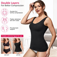 1 x RAW Customer Returns Gotoly Women s Figure Shaping Undershirt Tummy Away Camisole Top Shaping Shapewear Shaping Shirt Tummy Control Seamless Body Shaper Black, L  - RRP €25.2