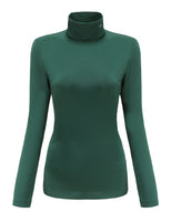 1 x Brand New SSLR Thermal T-Shirt Long Sleeve Turtleneck Slim Fit Basic Tops Brushed Turtle Sweater, Dark Green, M - RRP €22.8