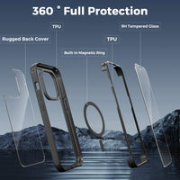 1 x RAW Customer Returns Holidi iPhone 14 Pro Case for Magsafe, 360 Degree Case 14 Pro, Protective Case Cell Phone Case with Built-in 9H Tempered Glass Screen Protector, Complete Protection Glass Hard Case Front and Back - RRP €19.58