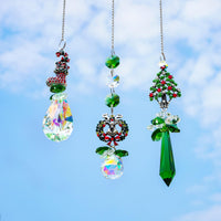 2 x Brand New Pack of 3 Crystal Christmas Sun Catchers, Glass Rainbow Rhinestone Sun Catchers with Christmas Wreath Snowflake Bells, Hanging Crystals for Window Christmas Home Decoration - RRP €40.8