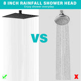 1 x RAW Customer Returns JINYOMFLY 8 inch rain shower head made of 201 stainless steel, rain shower head adjustable, head shower with anti-limescale nozzles, shower head rain shower with self-cleaning nozzles square 1  - RRP €17.99