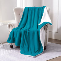 1 x RAW Customer Returns SOCHOW Sherpa blanket turquoise two-sided blankets, cuddly blankets, extra thick warm sofa blanket couch blanket made of Sherpa, 150 x 200 cm super fluffy fleece blanket as a sofa throw or living room blanket - RRP €37.1