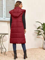 1 x RAW Customer Returns YBENLOVER Women s Long Vest Stand-Up Collar Quilted Vest Winter Warm Zip Puffer Jacket with Hood Coats Outwear S, Wine Red  - RRP €34.4