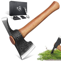 1 x RAW Customer Returns Purple Dragon 2 in 1 hatchet axe and garden hoe, axe wood splitting hand-forged splitting axe with wooden handle, outdoor axe set with sheath and camping fork for garden forest survival, gifts for men - RRP €49.99