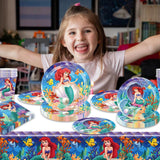 1 x RAW Customer Returns Antsparty Mermaid Party Tableware Set, 81pcs Children s Birthday Cutlery Set with Mermaid Plates, Cups, Napkins Tablecloth, Mermaid Party Set for Girls Birthday 20 Guests  - RRP €20.4