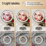 1 x RAW Customer Returns WIZCHARK 9 Vanity Mirror with Lights, 1x 10x Magnification, Makeup Mirror with Lights, 3 Colors, Brightness Adjustable, 360 Rotatable, Desk Mirror Brush, Nickel - RRP €50.41