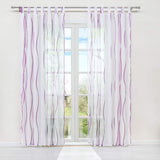 1 x RAW Customer Returns HongYa Pack of 1 Voile Curtain Transparent Curtain with Loops Wave Print H W 225 140 cm White Berry - RRP €27.22