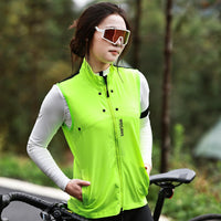 1 x RAW Customer Returns WOSAWE 2 in 1 Cycling Jacket Men Convertible Lightweight Cycling Vest Reflective Windbreaker, Women Green, Medium - RRP €46.99