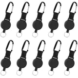 1 x RAW Customer Returns KUUQA 10 Packs Retractable Keychains, Heavy Duty ID Card Holder Reel with 100cm 39inch Steel Wire Rope, Black 10  - RRP €39.99