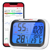 1 x RAW Customer Returns ThermoPro TP393 Bluetooth Hygrometer Thermometer Indoor 0.5 Humidity Meter with Time Date Thermometer for Indoor Rooms, Office, Large Display Blue - RRP €24.19