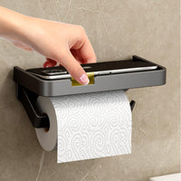 3 x RAW Customer Returns Toilet paper holder without drilling with shelf toilet paper holder stainless steel toilet paper holder wall mount toilet paper holder black - RRP €39.3