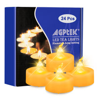 1 x RAW Customer Returns AGPtek LED candles with timer, 24 pack battery-operated flameless tea lights with timer function 6 hours on and 18 hours off for wedding, party, home decoration flickering yellow  - RRP €21.98