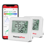 1 x RAW Customer Returns ThermoPro TP357 80m Bluetooth Hygrometer Indoor Set of 2 Digital Room Thermometer with APP Mini Humidity Meter with Smiley Indicator Data Graphics for Interior, Office, Wine Cellar, Greenhouse - RRP €25.22