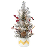 1 x Brand New 50cm Christmas Tree Artificial Decorative Christmas Tree with Artificial Snow, Berries, Pine Cones, Mini Christmas Tree with Ornaments for Home Decor Kitchen Dining Table - RRP €18.65