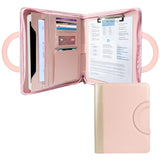 1 x RAW Customer Returns GraduatePro Writing Case A4 Leather Document Folder Business Tablet Folder Clipboard Folder with Lid Organizer Zipper Portfolio Pink - RRP €24.19