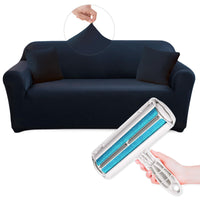 5 x Brand New Pack Sofa Cover 2 Cushion Covers Pet Hair Remover Roller and Lint Remover 3 and 2 Seater Sofa Covers Adjustable Measurements 140-230cm Elastic Sofa Covers Sofa Cover for Dogs and Cats Navy Blue  - RRP €133.85