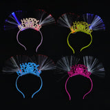 1 x Brand New FRCOLOR 4 Pieces Happy New Year Headband Tiara Light Up Glowing Headbands With Fiber Optic Led Boppers Hairband For 2023 New Years Eve Party Favors Supplies Random Color - RRP €19.2