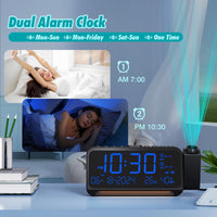 1 x RAW Customer Returns Projection Clock Radio for Bedroom, Type C USB Port, Dual Alarm Clock for Weekday Weekend, Projection Alarm Clock DST Dimmer Temperature Date Display Digital Alarm Clock for Bedside Office - RRP €28.99