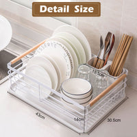 1 x RAW Customer Returns BTGGG Dish Drainer White Dish Drainer Dish Drainer with Drip Tray Cutlery Holder Dish Rack Drainer for Kitchen Sink 43 x 30.5 x 14 cm  - RRP €28.75