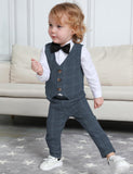 1 x RAW Customer Returns mintgreen Baby Suit Boy, 3 Piece Striped Outfit Wedding Gentleman Dress Set Long Sleeves Shirt Vest Pants Tie, Navy, 18-24 Months, 90 - RRP €34.54