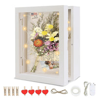 1 x RAW Customer Returns MeYuxg 3D picture frame 20 x 25 x 7.5 cm, illuminated picture frame with 1m LED light chain, 5cm picture frame deep for filling, creative wedding gift, opening and closing design white  - RRP €18.65