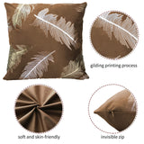 1 x Brand New Idocolors velvet cushion cover 45 x 45 cm set of 2 decorative cushion covers with feather pattern sofa cushions decorative cushion covers for living room bedroom, brown - RRP €16.67