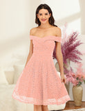 1 x Brand New Homrain Women s Bridesmaid Dresses Off Shoulder Lace Dress Rockabilly Cocktail Dress Swing Rockability A-Line High Low Ball Gown -1Blush 3XL - RRP €49.99