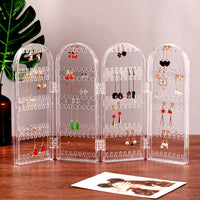 5 x Brand New JZK Collapsible Clear Plastic Earring Holder with 240 Holes 4 Doors Jewelry Display Stand - Ideal for Organizing Earrings, Necklaces and Bracelets - RRP €102.0