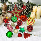 2 x Brand New Christmas balls 100 pieces Christmas tree balls Christmas decoration, Christmas tree decorations, baubles, tree top star, reusable tree decorations, Merry Christmas red and green  - RRP €60.1