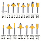 1 x RAW Customer Returns 15 Piece Milling Cutter Set, 6.35 mm 1 4 Inch Shank, Woodworking Router Bit Wood Milling Cutter, Router Tool with Wooden Case and Wrench, for Woodworking and DIY - RRP €23.11