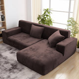 1 x RAW Customer Returns wiipara Thick Velvet Sofa Cover L Shape, Stretch Couch Cover Universal Sofa Cover, Super Soft Plush Sofa Cover Luxury Couch Cover L-Shaped Corner Sofa Requires Two - Sofa Cover 2 Seater, Brown - RRP €34.27