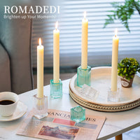 5 x Brand New Romadedi Candlestick Decorative Glass Candle Holder - Set of 6 Small Candle Holder Wedding Christmas Home Decoration, Holders for Conical Candles Tealight Candle Holder, Green - RRP €57.55