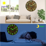 1 x RAW Customer Returns DIYZON Luminous Wall Clock, Quiet Non-Ticking 30 cm Night Light Wall Clocks Battery Operated, Country Style Wooden Illuminated Wall Clock Decorative for Kitchen, Home, Bedroom, Office - RRP €20.99