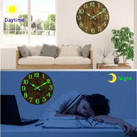 1 x RAW Customer Returns DIYZON Luminous Wall Clock, Quiet Non-Ticking 30 cm Night Light Wall Clocks Battery Operated, Country Style Wooden Illuminated Wall Clock Decorative for Kitchen, Home, Bedroom, Office - RRP €20.99