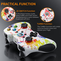 1 x RAW Customer Returns EasySMX 2.4G Wireless PC Controller with Built-in Battery, Original Gifts PS3 PC Controller with Double Vibration, Turbo for Windows PC PS3 Android TV Andriod TV Box, Colorful Graffiti - RRP €29.75