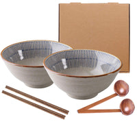 1 x RAW Customer Returns Japanese Ceramic Ramen Bowl, Large Soup Bowl with Chopsticks, Pasta Bowls, Soup Bowls, Salad Bowls, Food Bowls Container for Pho, Ramen - 1100 ml - RRP €39.99