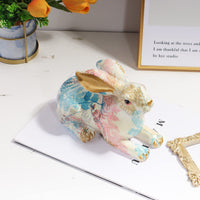 1 x RAW Customer Returns Oil Painting Art Resin Sculpture Statue Rabbit for Home Office Hotel Bookshelf Decoration A, Nordic Style Craft Decoration, Bunny Decor Rabbit Statue, Bunny Statue Stand  - RRP €19.09