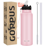 1 x RAW Customer Returns GOPPUS 750ml 24oz Stainless Water Bottle with Straw Thermal Hot Water Bottle Double Wall Steel Bottles Insulated Water Bottles Leakproof Cold Water Bottle for Adults - RRP €19.99