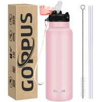 1 x RAW Customer Returns GOPPUS 750ml 24oz Stainless Steel Water Bottle with Straw 0.75 Liter Hot Water Bottle Double Wall Steel Water Bottles Insulated Water Bottles Leak Proof Cold Water Bottle Adults - RRP €18.68