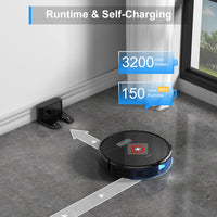 1 x RAW Customer Returns Tikom G8000 Pro vacuum robot with mopping function 2 in 1, vacuum robot, 4500Pa strong suction power robot vacuum cleaner, self-charging, WiFi, 150mins max, ideal for pet hair, carpet, hard floor - RRP €161.34