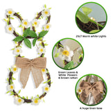 1 x RAW Customer Returns DELICHTER Easter Bunny Wreath with Linen Bow, 25 LEDs Willow Wreath with Spring Easter Decoration Battery Operated and Timer for Easter Front Door Wall Window 44cm Warm White  - RRP €20.16